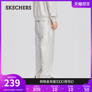 Skechers斯凯奇2024秋冬新款男针织休闲长裤舒适束脚裤运动直筒裤