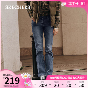 复古牛仔长裤 Skechers斯凯奇夏季 雅钻系列时尚 女装 舒适百搭微喇裤