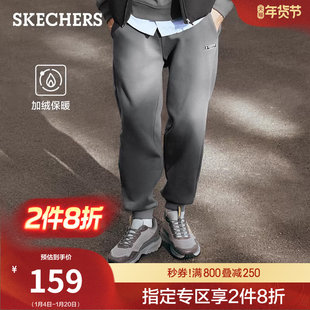 斯凯奇2025冬新款男针织裤休闲运动裤加绒裤子保暖卫裤直筒束脚裤