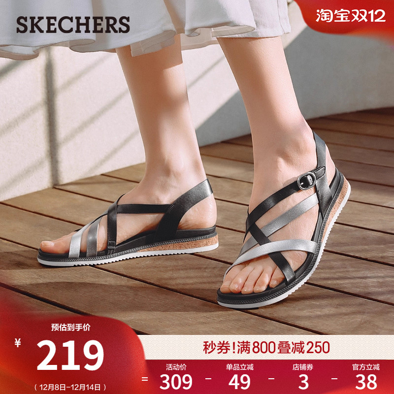 斯凯奇罗马凉鞋简约软底沙滩鞋