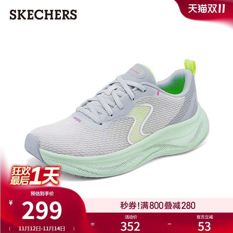 斯凯奇休闲运动鞋2025新款秋冬季女鞋厚底跑步鞋轻便网面增高鞋