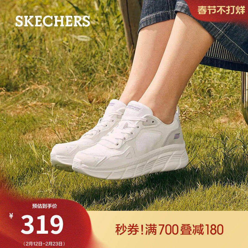 斯凯奇春季女鞋小白鞋耐磨回弹休闲运动鞋厚底增高百搭跑步鞋