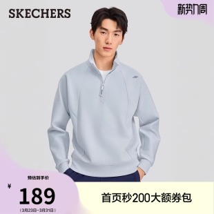 男款 新品 半开胸针织卫衣舒适柔软运动休闲衫 长袖 斯凯奇夏季 衫 时尚