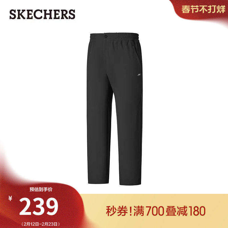 斯凯奇运动裤年春季新款男时尚加绒直筒裤宽松保暖舒适休闲裤