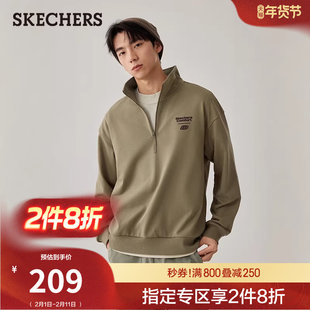 斯凯奇春季时尚新品男女款舒适POLO针织卫衣运动休闲衫长袖T恤衫