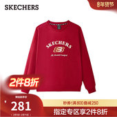 斯凯奇新年战袍男女同款 针织长袖 圆领红色卫衣绒衫 休闲上衣打底衫