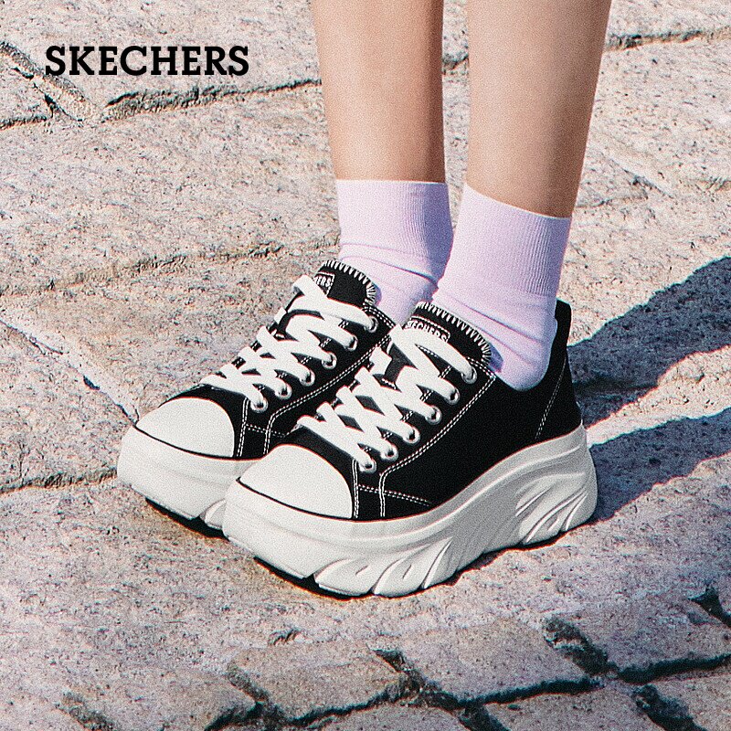 斯凯奇春季女鞋经典百搭帆布鞋潮流休闲运动鞋软底轻便厚底增高鞋