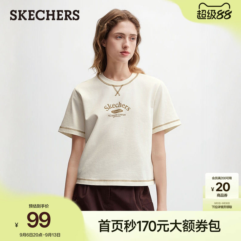 斯凯奇女款纯棉不易褪色T恤图片