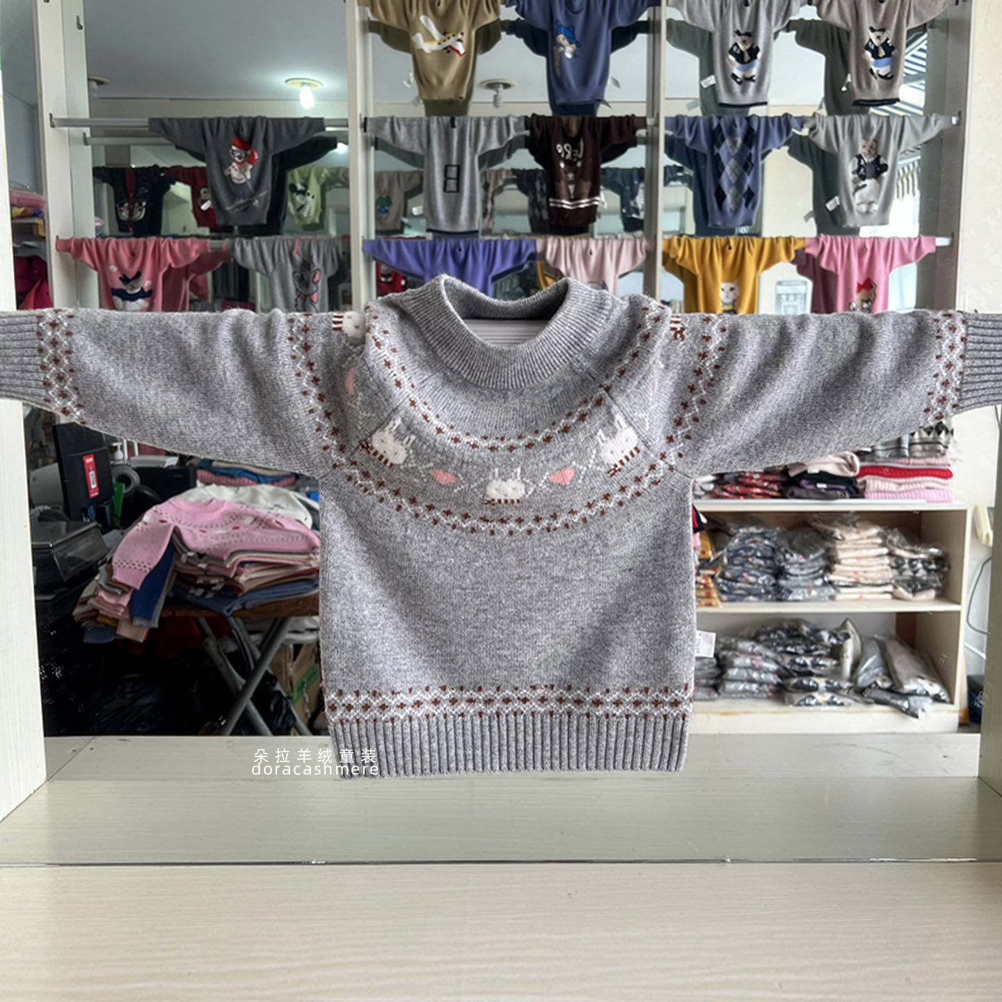 女童毛衣新款儿童羊绒衫套头卡通女宝宝圆领羊毛衫针织衫韩版加厚