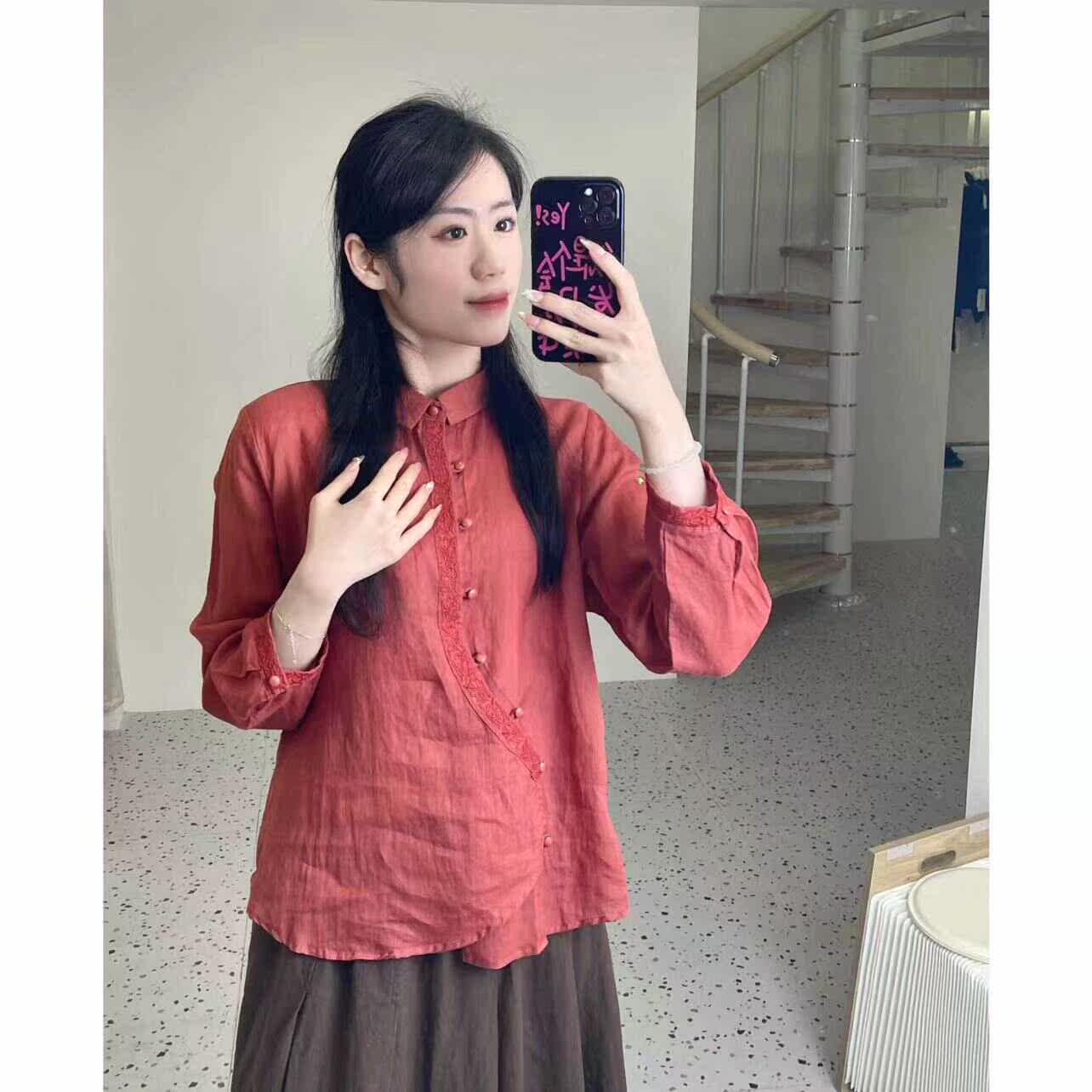 苎麻宽松文艺宽松中式上衣