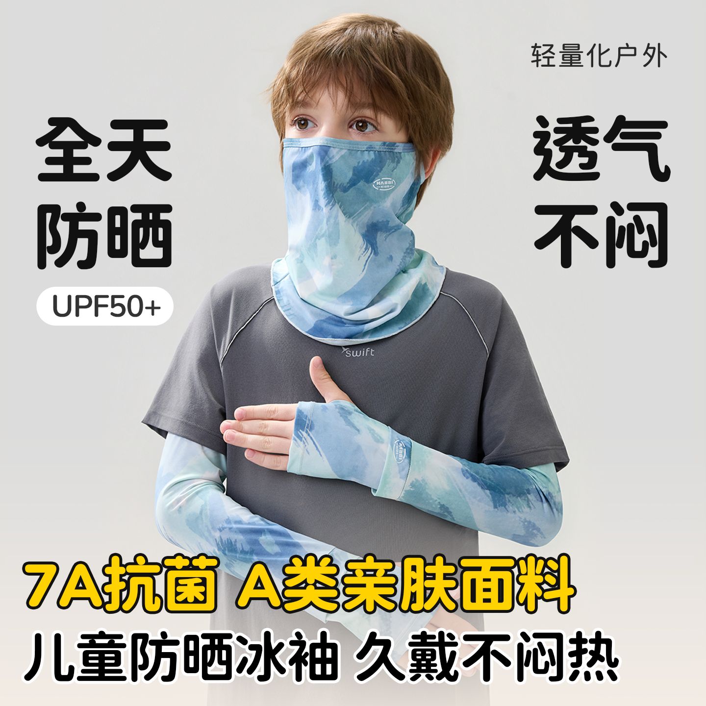 儿童防晒面罩男童冰丝2026夏季骑行沙漠遮阳防沙尘面罩口罩脖套