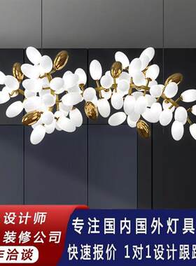 后现代轻奢吊灯复式楼别墅酒店大厅灯艺术吧台灯金蛋装饰餐厅灯具