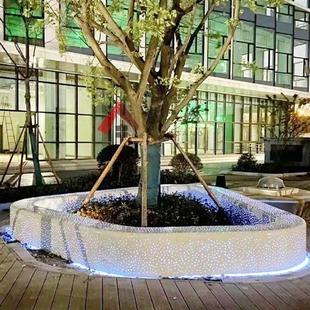 玻璃钢树池座椅定制厂家商场户外异形景观坐凳水磨石GRC花坛坐凳