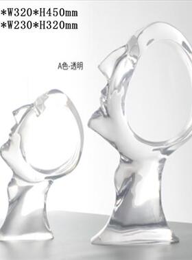 现代简约创意透明树脂雕塑摆件酒店家居客厅玄关轻奢软装高档艺术