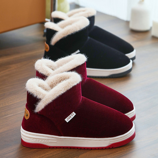 棉拖鞋女冬季老人加绒保暖鞋外穿中老年人家居防滑厚底棉鞋男包跟
