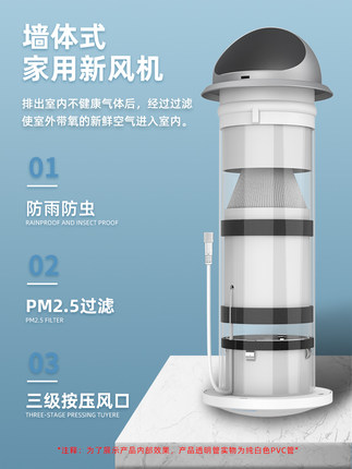 埃默德家用新风系统空气风机换气机PM2.5活性炭过滤双速机械开关