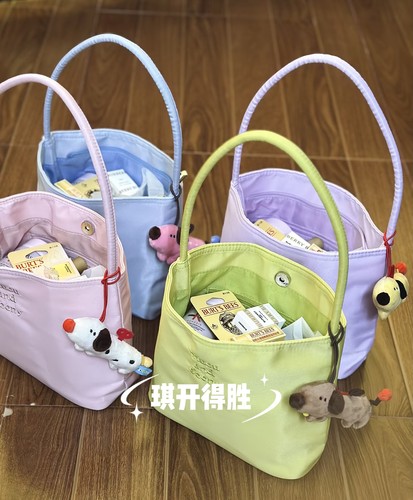 韩国正品mucu and ebony糖果色尼龙包百搭休闲单肩手提包新品碎花