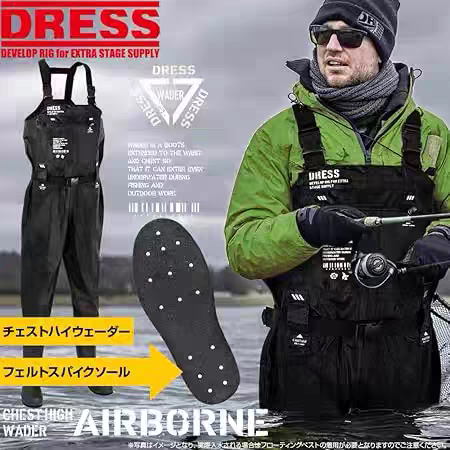 26款正品dress日本连体涉水裤钓鱼下水裤溪流高端超轻水裤加厚底