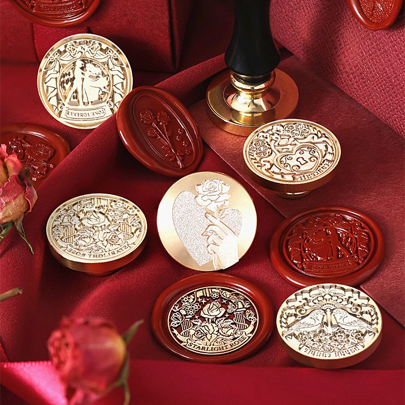 复古火漆印章情人节礼物情书封口蜡火漆章头婚庆请柬装饰火漆蜡章