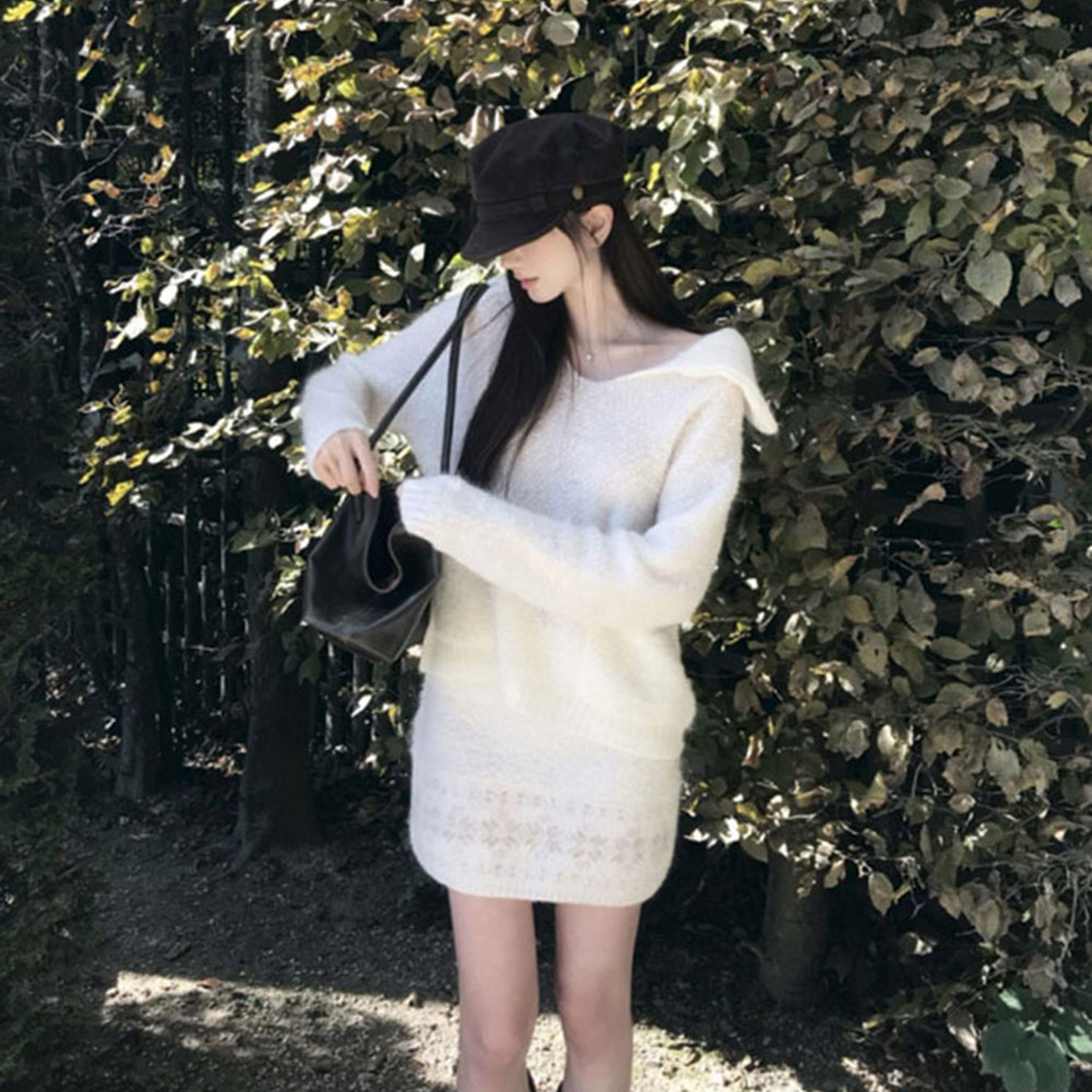 labelleblanc毛衣上衣半身裙套装