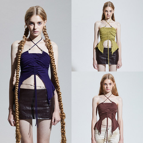 挂脖吊带背心女设计感小众上衣