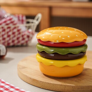 陶瓷汉堡包调味碟套装家用创意小碟子酱油蘸酱碟可爱小菜碟蘸料碟
