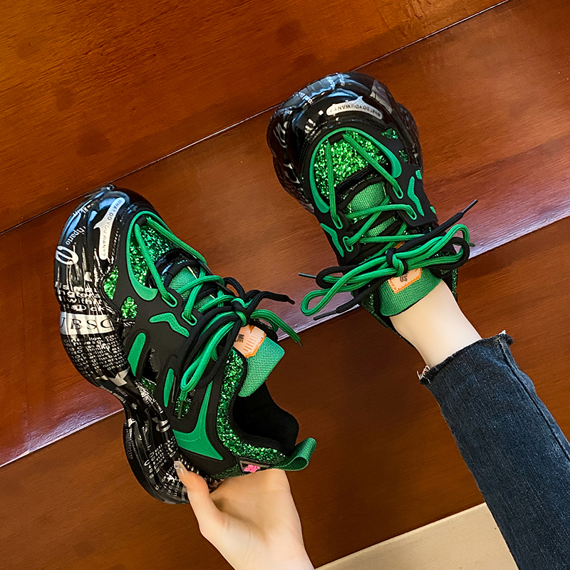 黑色老爹鞋子女ins潮2024夏新款