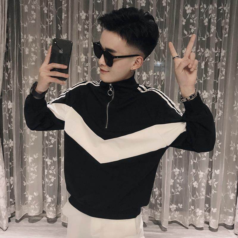 卫衣男2023年新款拼色上衣秋冬韩版潮流修身百搭网红痞帅套头长袖,男装,卫衣,淘宝优惠券,粉丝福利购,淘宝优惠卷