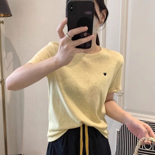 短袖韩版薄款刺绣雪花棉女T恤