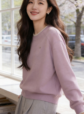 2026春秋新款卫衣女圆领刺绣小个子上衣韩版宽松显瘦百搭短外套潮
