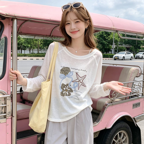 宽松显瘦透气薄款莱赛尔长袖T恤