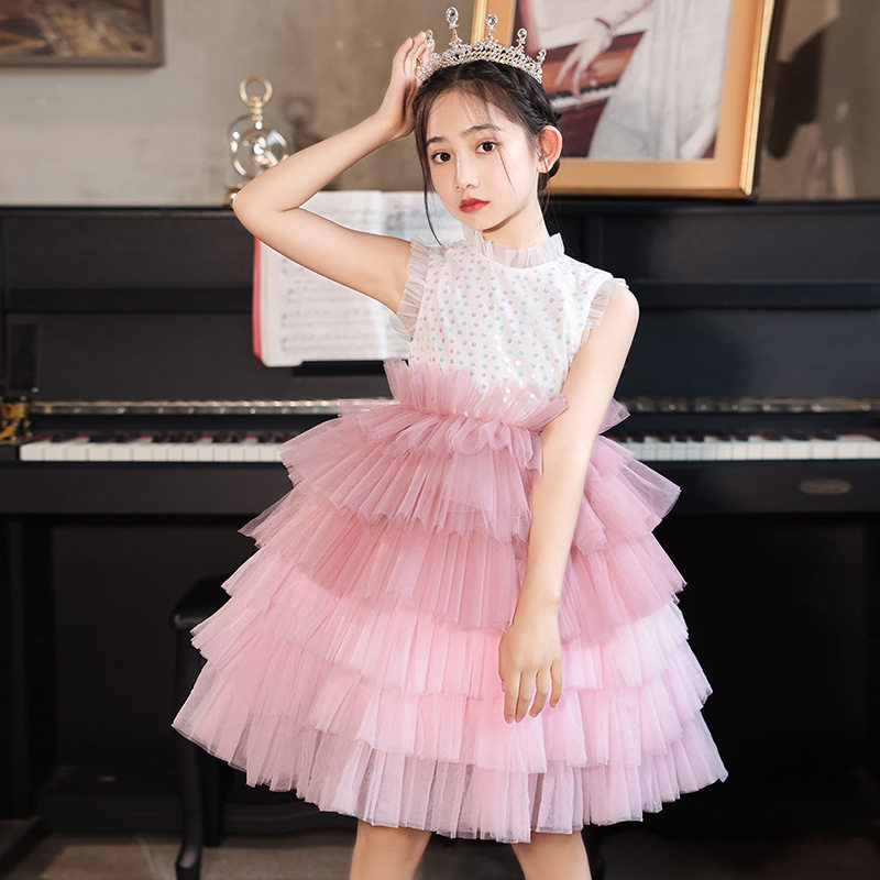 中大童礼服裙亮片蛋糕裙