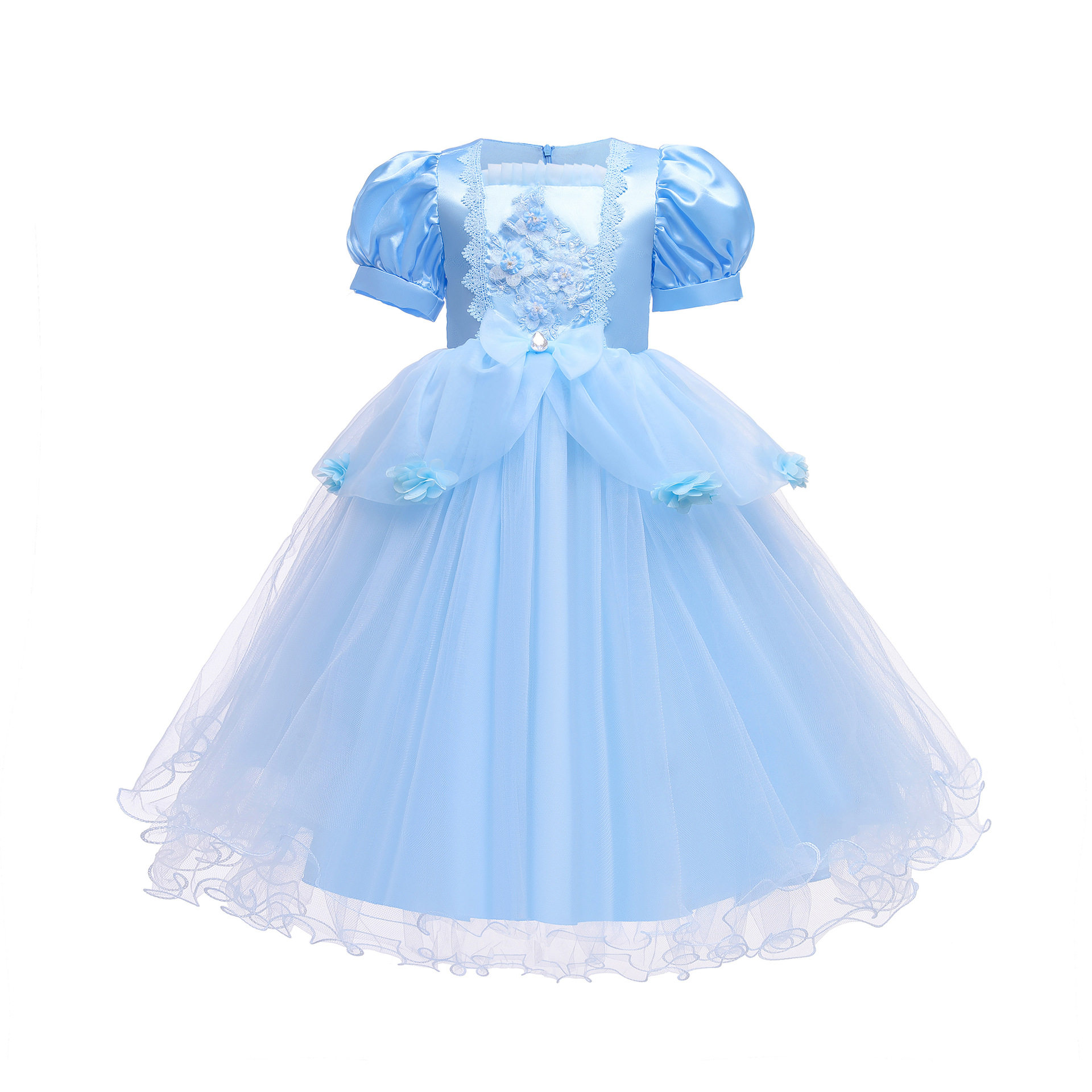 2023新款女童灰姑娘公主裙收腰连衣裙网纱童裙儿童洋气苏菲亚礼服