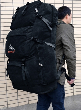 时尚BQWZ登山包帆布165L超大容量男双肩包旅行90L特大双肩大背包