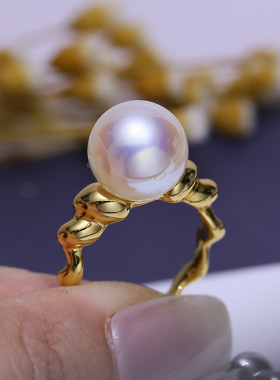 DIY配件S925纯银珍珠戒指空托