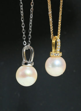 DIY配件 S925纯银奶嘴珍珠吊坠空托配饰 简约百搭项坠银托半成品