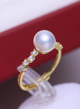 DIY配件S925纯银珍珠戒指空托