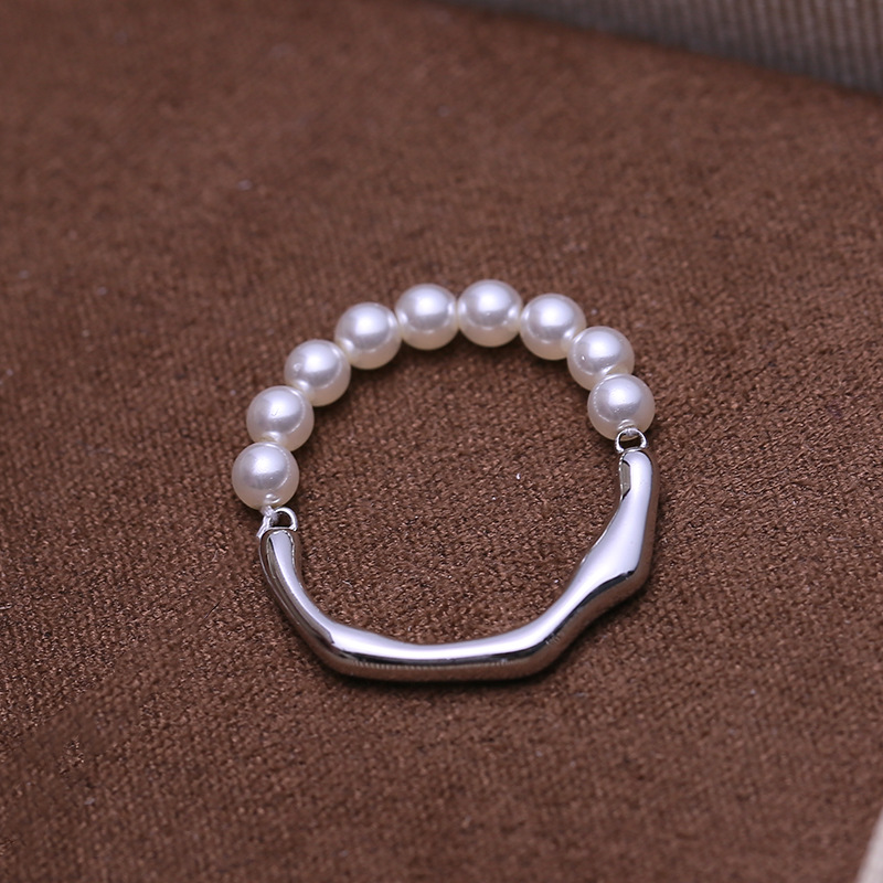 DIY配件S925纯银珍珠戒指空托银