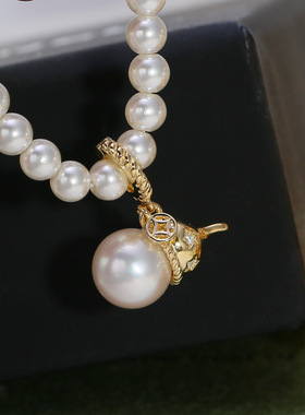 DIY配件 S925纯银葫芦珍珠吊坠扣空托  遮瑕项坠扣可打开银托8-10