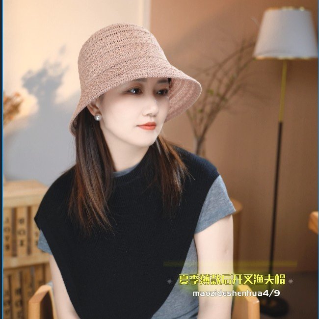 韩版蝴蝶结后开叉渔夫帽子女夏季出游透气遮阳防晒帽显脸小太阳帽