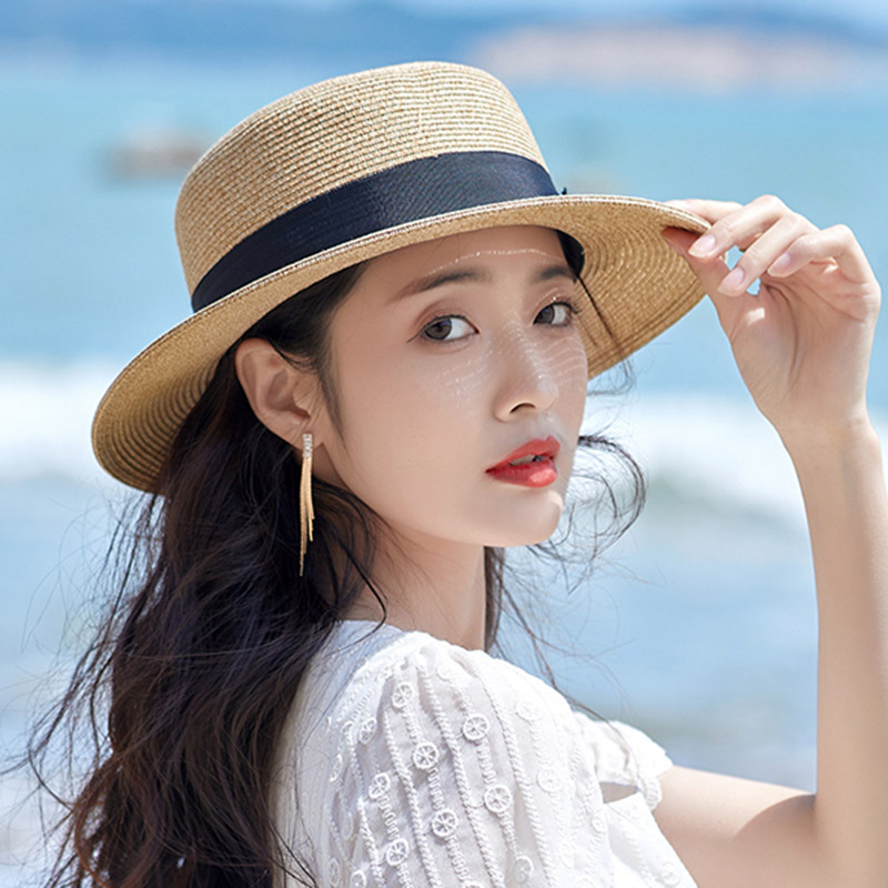 海边度假蝴蝶结出游遮阳条纹夏季