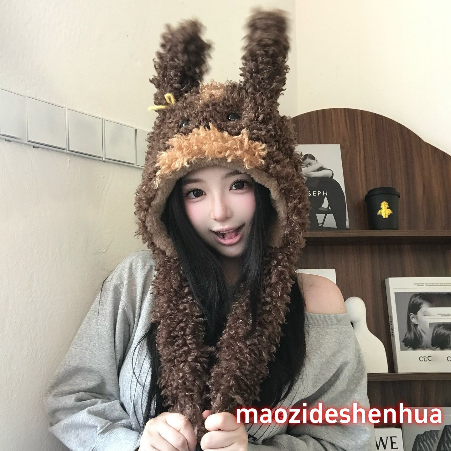 可爱泰迪狗耳朵毛绒帽女保暖护耳