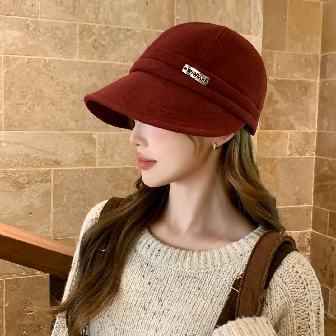 韩版毛呢渔夫帽女秋冬保暖显脸小