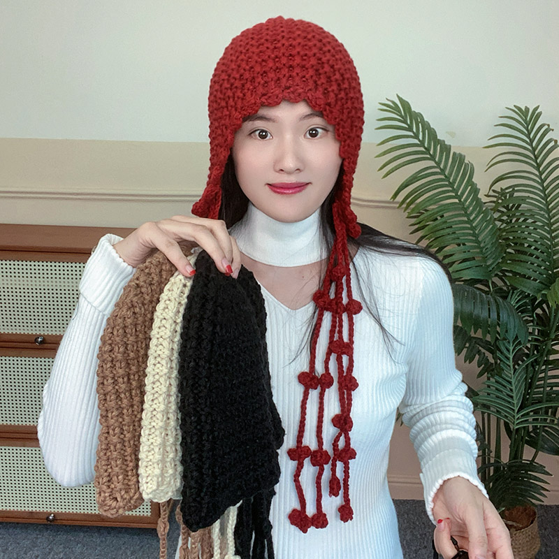 民族风针织毛线帽女保暖包头帽子