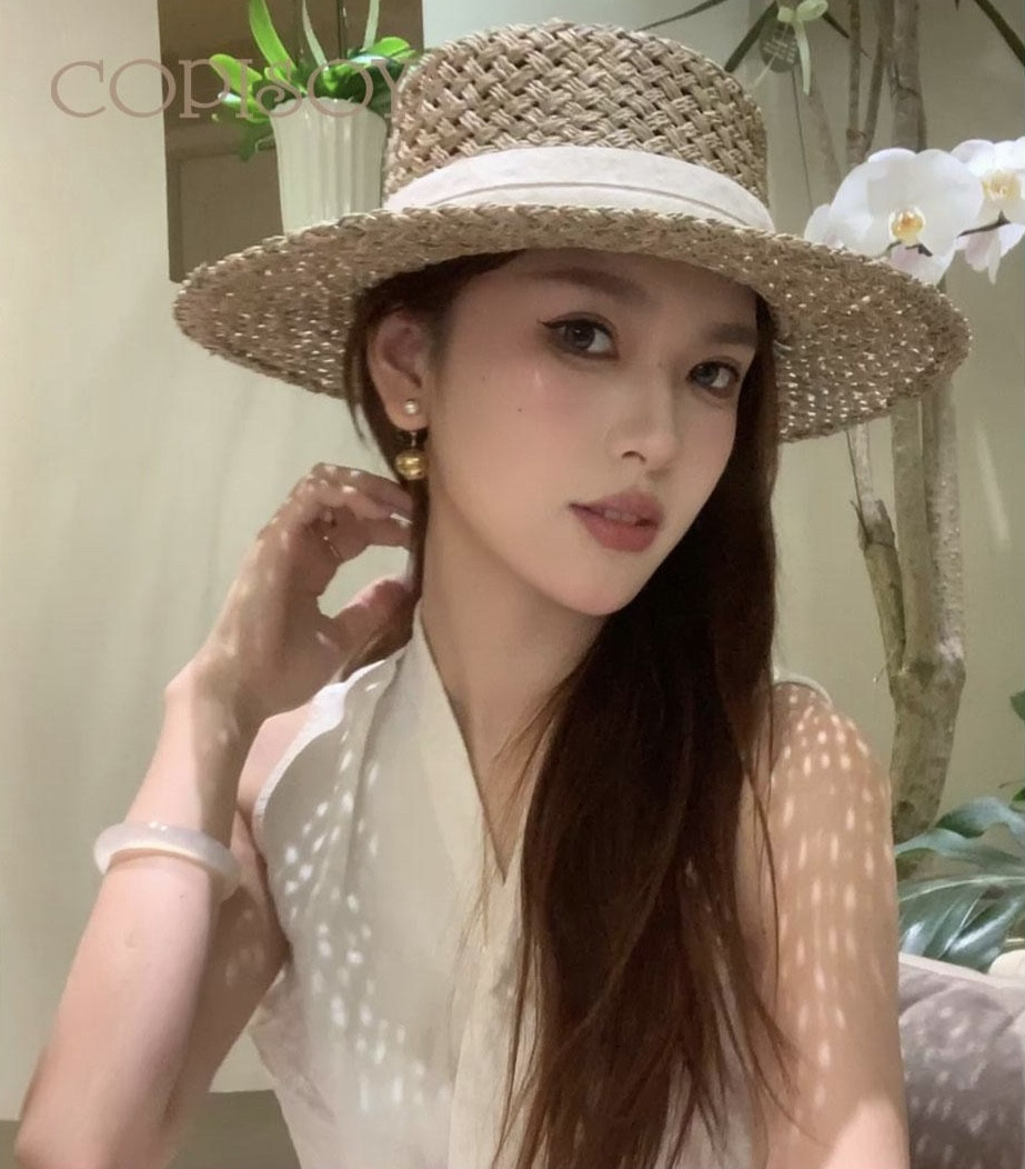 法式度假草编礼帽子女夏季新款海边沙滩遮阳防晒帽百搭休闲渔夫帽