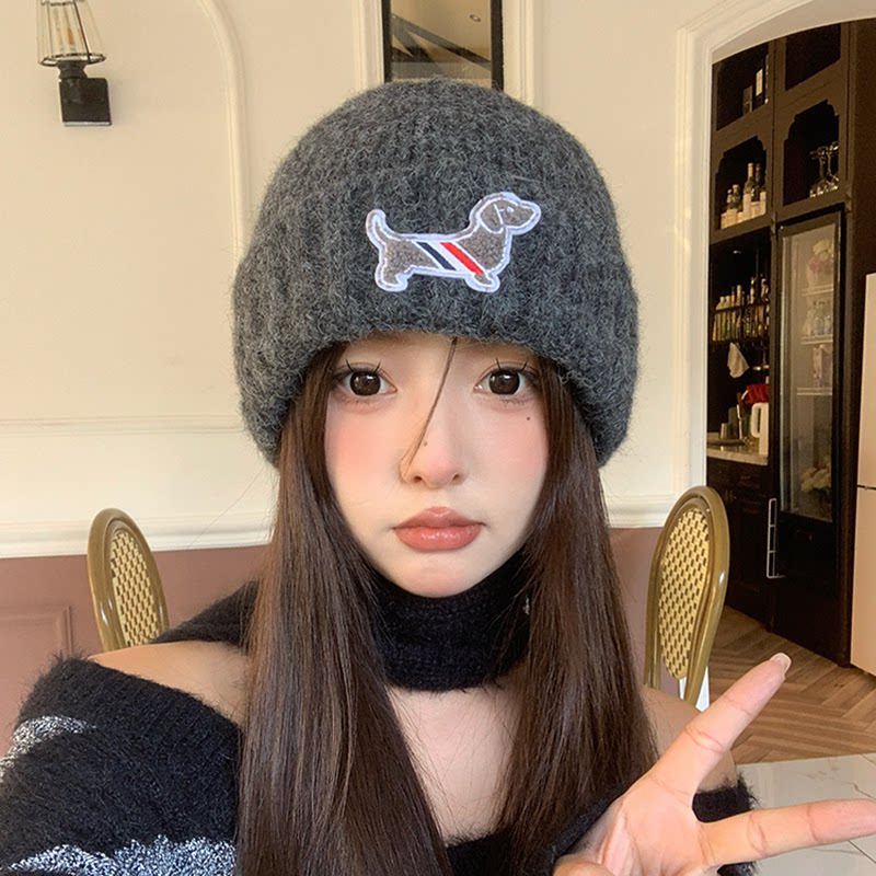 可爱腊肠狗针织帽保暖护耳