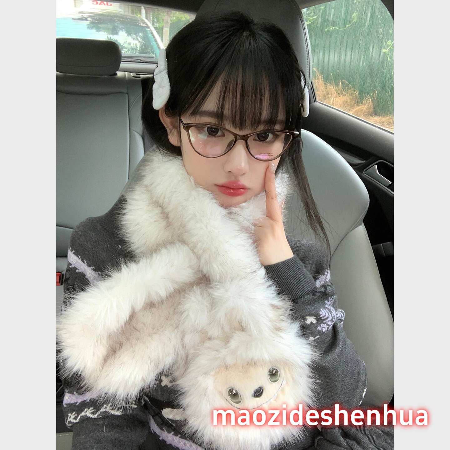 可爱呆萌拉布布毛绒围巾保暖百搭