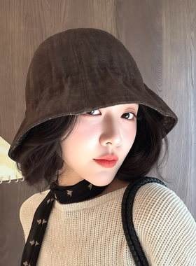 秋冬新款显脸小双面戴渔夫帽女