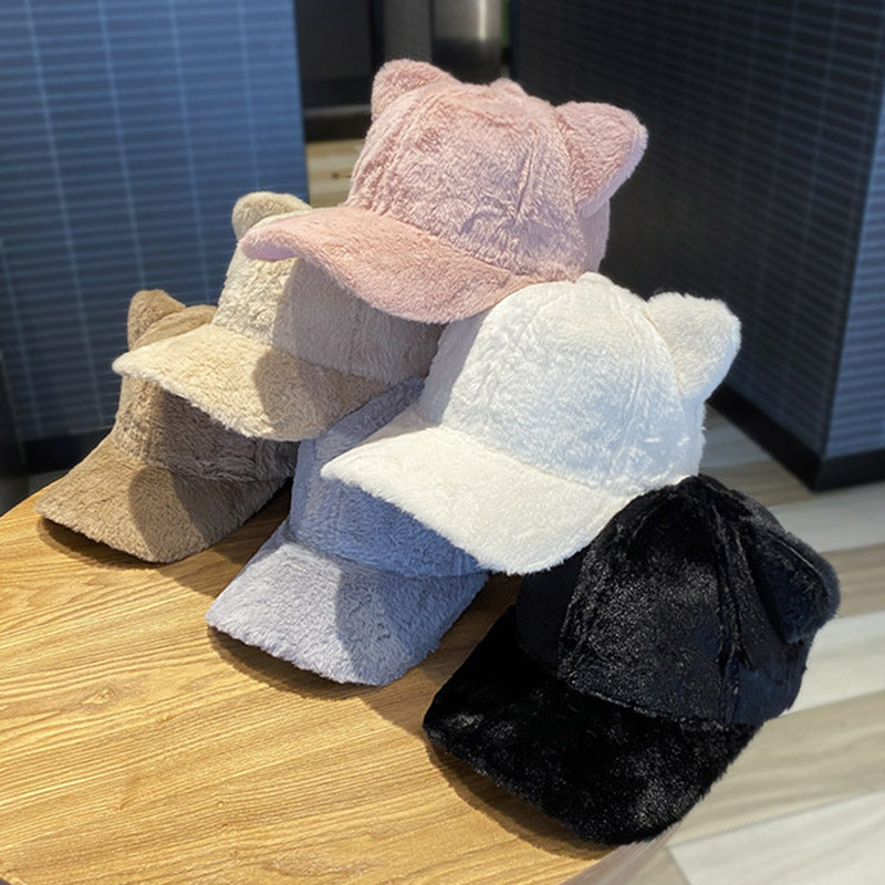 加厚棒球帽可爱保暖加绒鸭舌帽