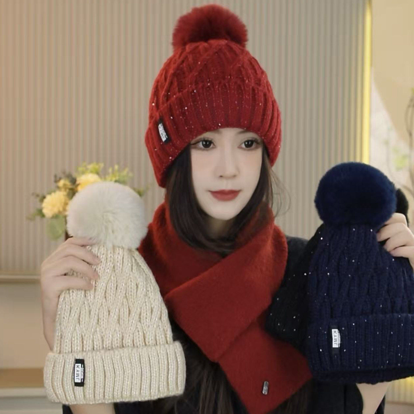 韩系毛球亮片针织帽子女秋冬季新款保暖护耳毛线帽骑行防寒包头帽,服饰配件/皮带/帽子/围巾,帽子,淘宝优惠券,粉丝福利购,淘宝优惠卷